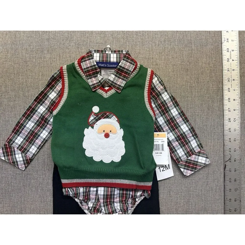 NEW‎ BNWT Bonnie Jean/Matt's Scooter Boys Outfit Clothes Santa Xmas Size 12M